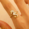 Adjustable Open Ring Stainless Steel Marine Animal Style Electroplated