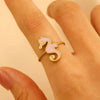 Adjustable Open Ring Stainless Steel Marine Animal Style Electroplated