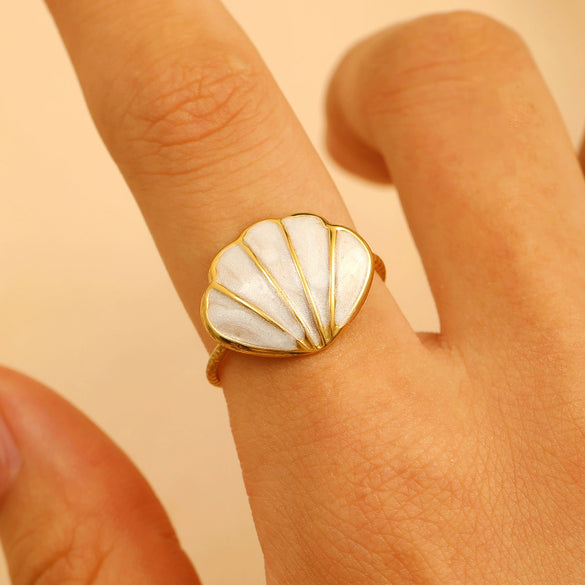 Adjustable Open Ring Stainless Steel Marine Animal Style Electroplated