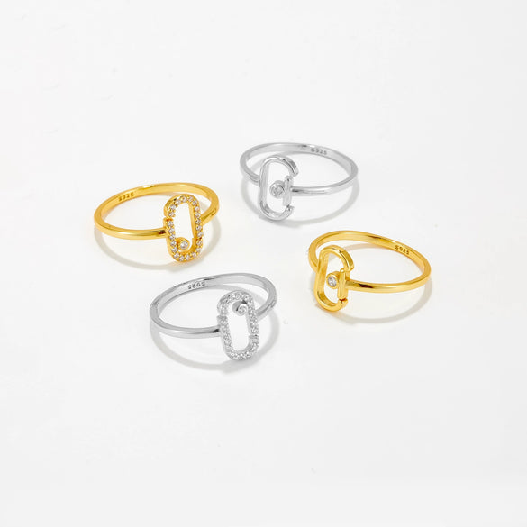 Adjustable Opening Ring S925 Sterling Silver Microinlaid Zircon Geometric Electroplated Trendy Jewelry Accessories