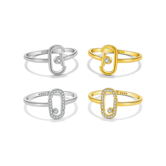 Adjustable Opening Ring S925 Sterling Silver Microinlaid Zircon Geometric Electroplated Trendy Jewelry Accessories