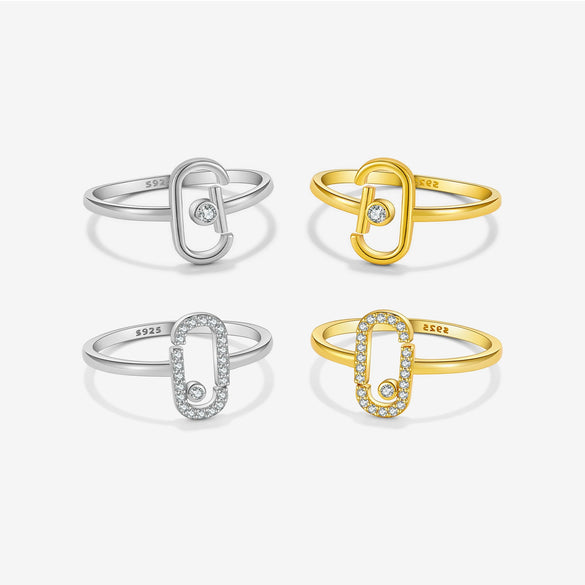 Adjustable Opening Ring S925 Sterling Silver Microinlaid Zircon Geometric Electroplated Trendy Jewelry Accessories