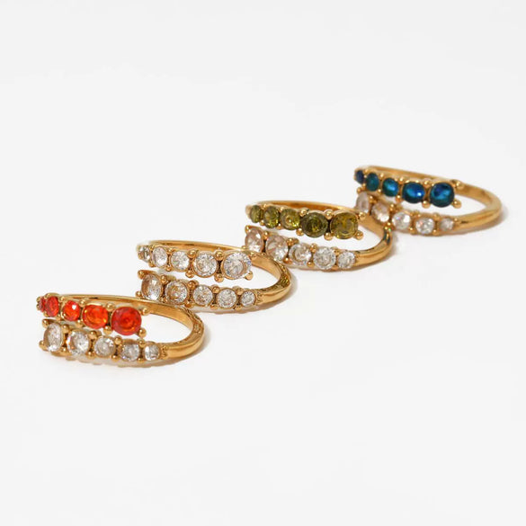 Adjustable Opening Ring Stainless Steel Zircon Inlay Simple Geometric Electroplated Women's Ring