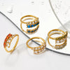Adjustable Opening Ring Stainless Steel Zircon Inlay Simple Geometric Electroplated Women's Ring
