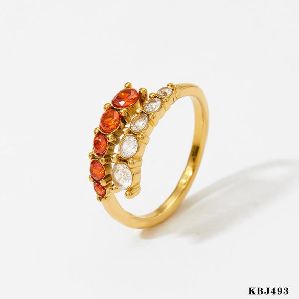 Adjustable Opening Ring Stainless Steel Zircon Inlay Simple Geometric Electroplated Women's Ring