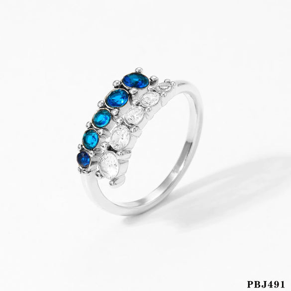 Adjustable Opening Ring Stainless Steel Zircon Inlay Simple Geometric Electroplated Women's Ring