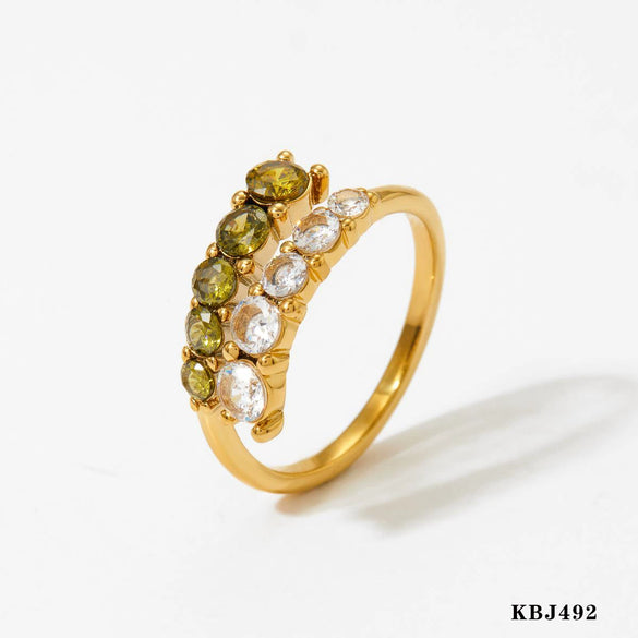 Adjustable Opening Ring Stainless Steel Zircon Inlay Simple Geometric Electroplated Women's Ring