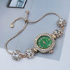 Adjustable Pullout Bracelet Quartz Watch For Women Alloy Material Flower Shape Dial Fashionable Style