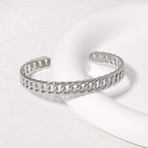 Adjustable Stainless Steel Chain Shaped Bracelet With 18K Gold Plated Electroplating Simple Style