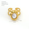 Adjustable Stainless Steel Open Ring With Natural Pearl And Tiger Eye Stone Irregular Oval Geometric Fashion Jewelry
