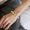 Adjustable Stainless Steel Pearl Open Cuff Bracelet With Electroplated Finish Minimalist Colorfast Jewelry