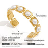 Adjustable Stainless Steel Pearl Open Cuff Bracelet With Electroplated Finish Minimalist Colorfast Jewelry