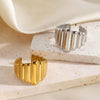 Adjustable Stainless Steel Ring For Women With Irregular Vertical Stripe Lines Geometric Minimalist Electroplated Design
