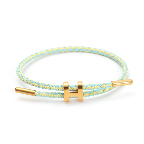 Adjustable Stainless Steel Wire Rope Bracelet With 3D Hard Gold Electroplated Letters Numbers Text Pattern Waterproof Titanium Steel