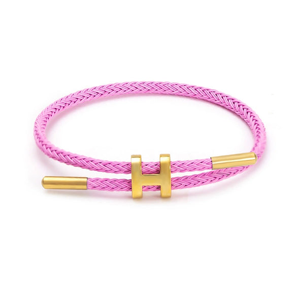 Adjustable Stainless Steel Wire Rope Bracelet With 3D Hard Gold Electroplated Letters Numbers Text Pattern Waterproof Titanium Steel