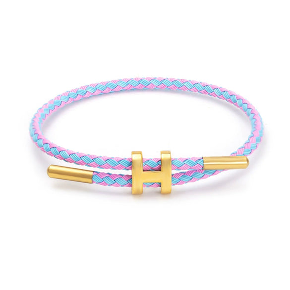 Adjustable Stainless Steel Wire Rope Bracelet With 3D Hard Gold Electroplated Letters Numbers Text Pattern Waterproof Titanium Steel