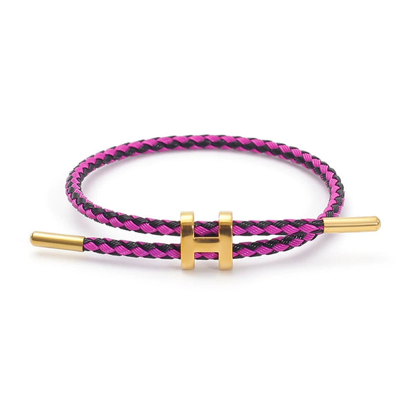 Adjustable Stainless Steel Wire Rope Bracelet With 3D Hard Gold Electroplated Letters Numbers Text Pattern Waterproof Titanium Steel