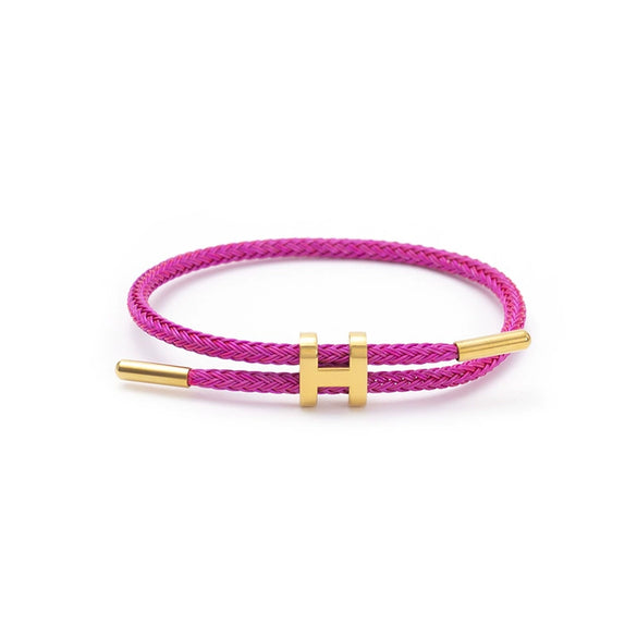 Adjustable Stainless Steel Wire Rope Bracelet With 3D Hard Gold Electroplated Letters Numbers Text Pattern Waterproof Titanium Steel