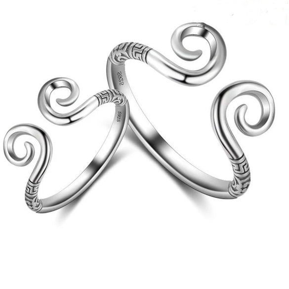 Adjustable Sterling Silver Couple Ring With Geometric Animal And Zodiac Motifs Polished Hoop Design And Retro Mantra Detail
