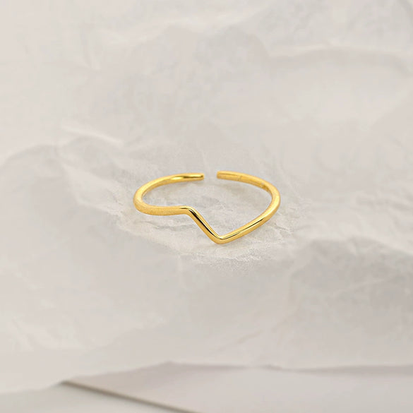 Adjustable Sterling Silver Lightning Ring Retro Minimalist Electroplated Open Band Jewelry For Women And Unisex Wear