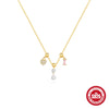 Adjustable Trendy Square Crystal Zircon Love Pendant Necklace With Removable Pendant For Women Silver 925 Silver Animal Zodiac Pattern Electroplating O Chain Jewelry
