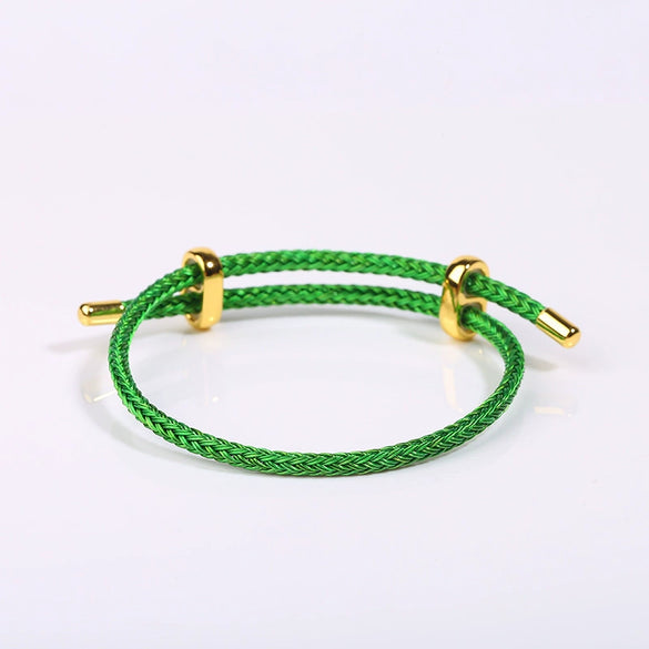 Adjustable Waterproof Bracelet With Lucky Beads Made Of Steel Wire Red Rope And Leather Rope Electroplated Sand Gold Diy Bracelet Accessories