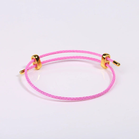 Adjustable Waterproof Bracelet With Lucky Beads Made Of Steel Wire Red Rope And Leather Rope Electroplated Sand Gold Diy Bracelet Accessories