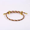 Adjustable Waterproof Bracelet With Lucky Beads Made Of Steel Wire Red Rope And Leather Rope Electroplated Sand Gold Diy Bracelet Accessories