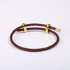 Adjustable Waterproof Bracelet With Lucky Beads Made Of Steel Wire Red Rope And Leather Rope Electroplated Sand Gold Diy Bracelet Accessories
