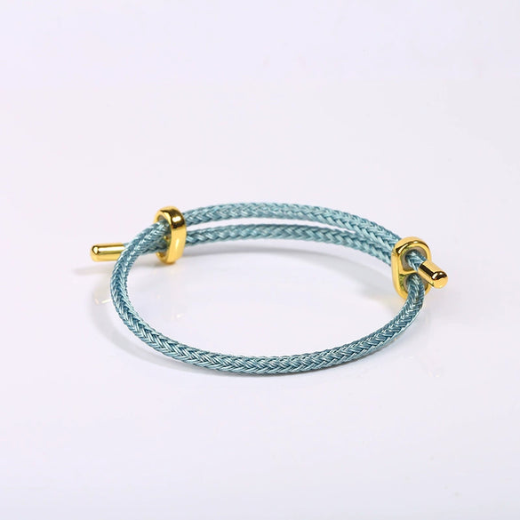 Adjustable Waterproof Bracelet With Lucky Beads Made Of Steel Wire Red Rope And Leather Rope Electroplated Sand Gold Diy Bracelet Accessories