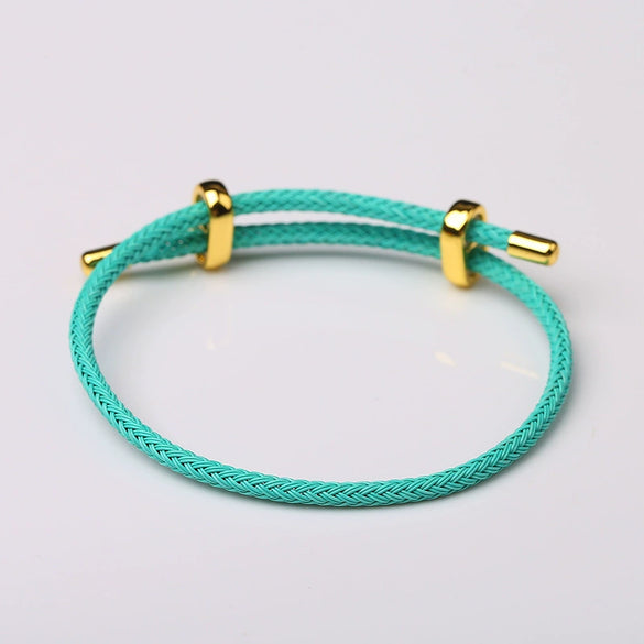 Adjustable Waterproof Bracelet With Lucky Beads Made Of Steel Wire Red Rope And Leather Rope Electroplated Sand Gold Diy Bracelet Accessories