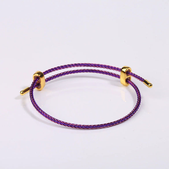 Adjustable Waterproof Bracelet With Lucky Beads Made Of Steel Wire Red Rope And Leather Rope Electroplated Sand Gold Diy Bracelet Accessories