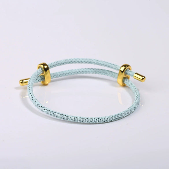 Adjustable Waterproof Bracelet With Lucky Beads Made Of Steel Wire Red Rope And Leather Rope Electroplated Sand Gold Diy Bracelet Accessories