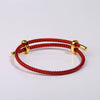 Adjustable Waterproof Bracelet With Lucky Beads Made Of Steel Wire Red Rope And Leather Rope Electroplated Sand Gold Diy Bracelet Accessories