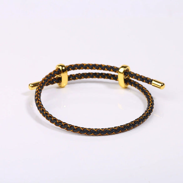 Adjustable Waterproof Bracelet With Lucky Beads Made Of Steel Wire Red Rope And Leather Rope Electroplated Sand Gold Diy Bracelet Accessories