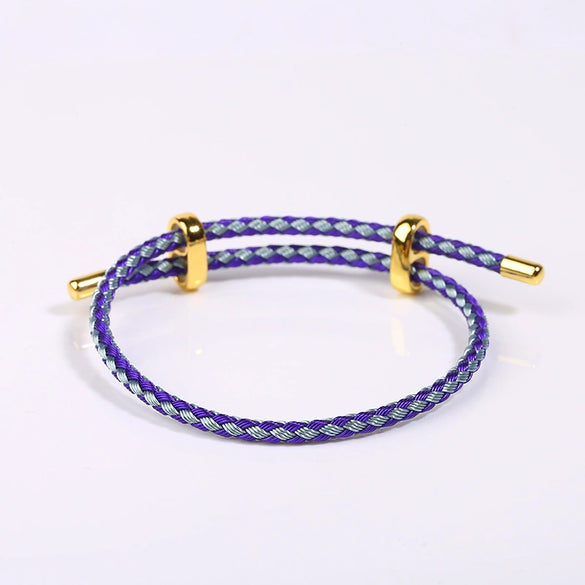 Adjustable Waterproof Bracelet With Lucky Beads Made Of Steel Wire Red Rope And Leather Rope Electroplated Sand Gold Diy Bracelet Accessories