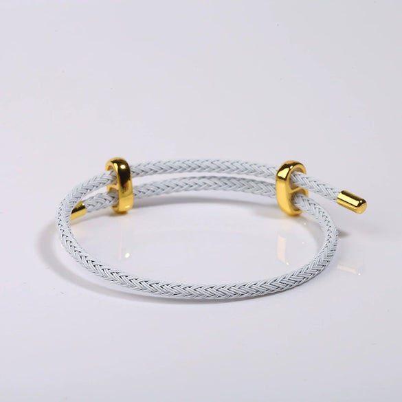 Adjustable Waterproof Bracelet With Lucky Beads Made Of Steel Wire Red Rope And Leather Rope Electroplated Sand Gold Diy Bracelet Accessories