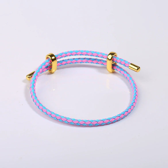 Adjustable Waterproof Bracelet With Lucky Beads Made Of Steel Wire Red Rope And Leather Rope Electroplated Sand Gold Diy Bracelet Accessories