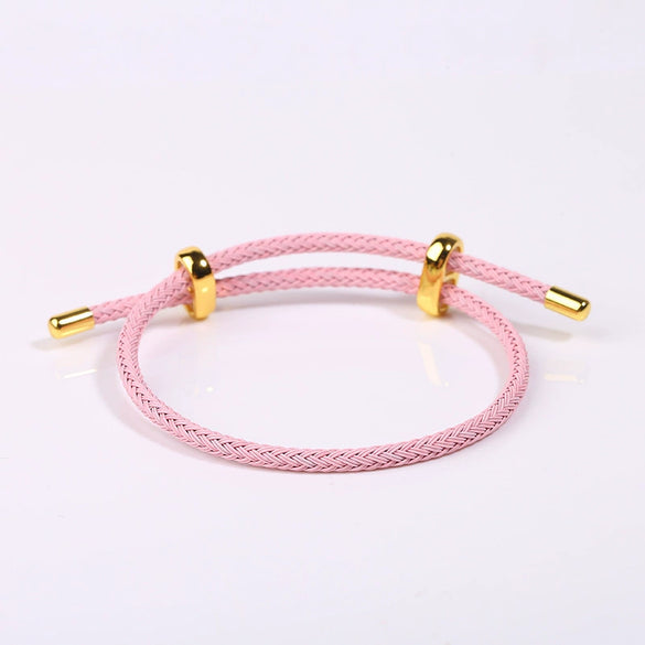 Adjustable Waterproof Bracelet With Lucky Beads Made Of Steel Wire Red Rope And Leather Rope Electroplated Sand Gold Diy Bracelet Accessories
