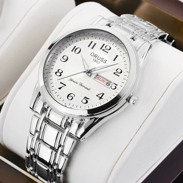 Adult Watch Alloy Case And Strap Round Dial Digital Quartz Luminous Waterproof