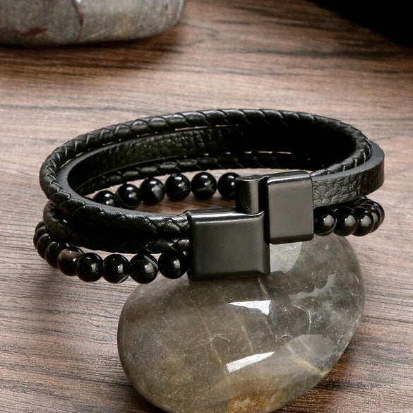 Agate Beaded Bracelet Geometric Style Handmade