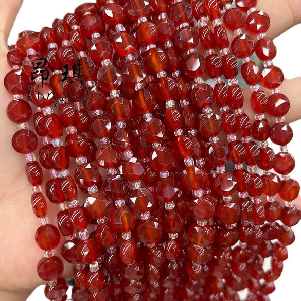 Agate Jewelry Accessories Sixpointed Star Diamond Cut Round Cake Beads For Bracelet And Necklace