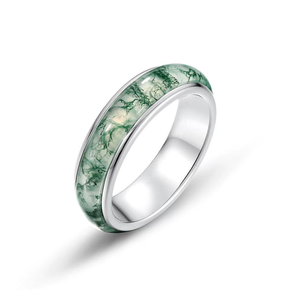 Agate Ring S925 Silver Geometric Style Diamond Inlay For Women