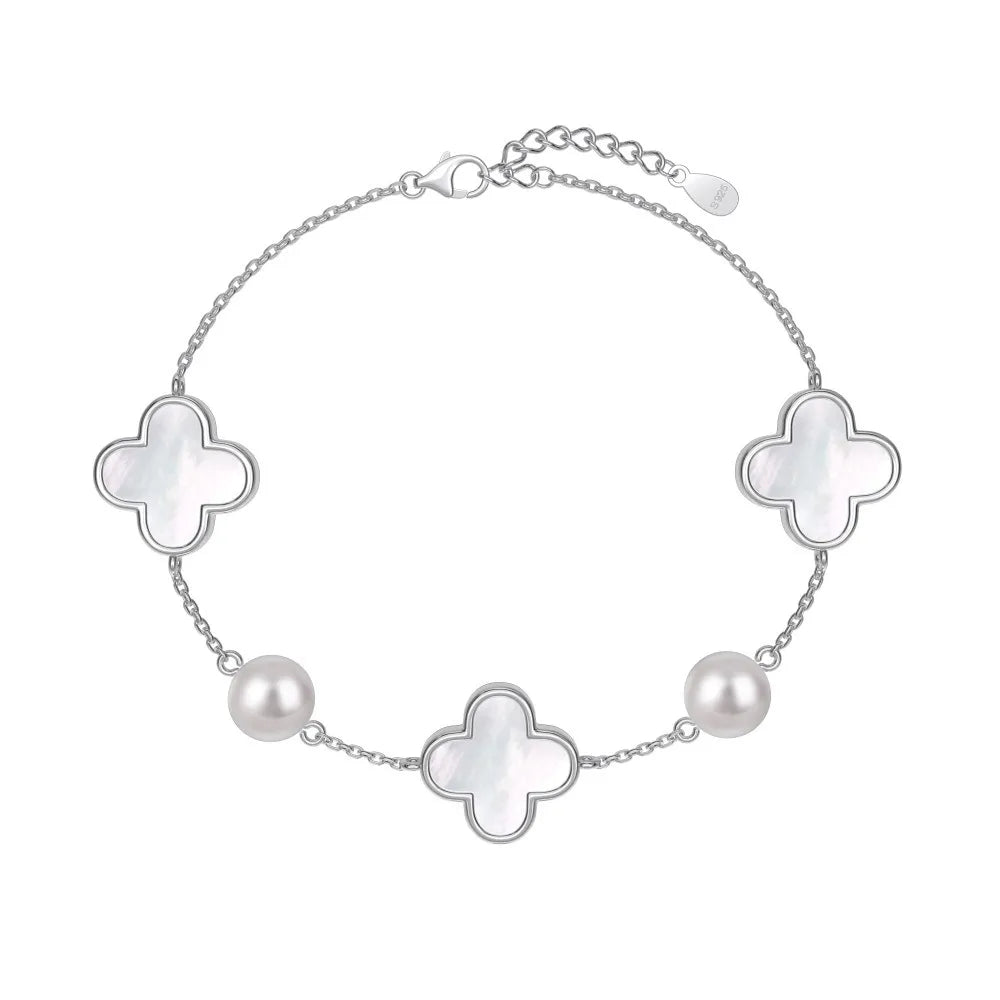 Agate Sterling Silver Elegant Plating Flower Bracelets