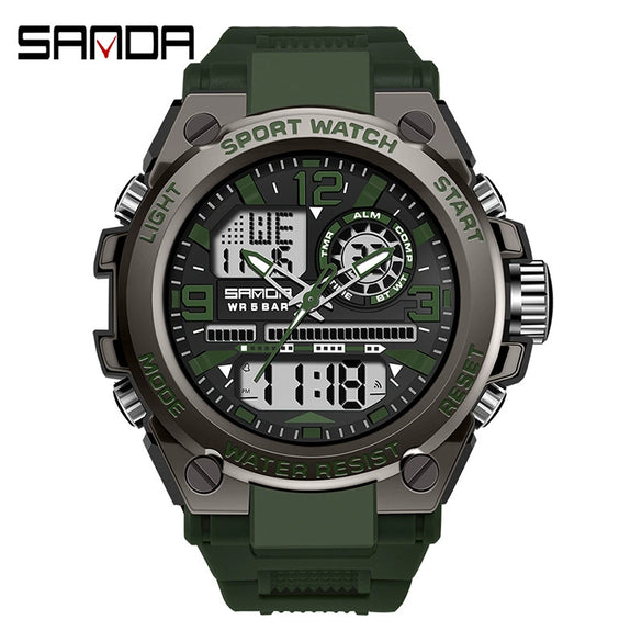 Alarm Clock Multifunctional Waterproof Luminous Electronic Watch Tpu Strap Zinc Alloy Case Round Dial For Boys And Men