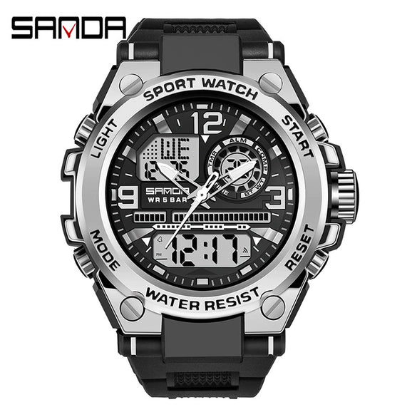 Alarm Clock Multifunctional Waterproof Luminous Electronic Watch Tpu Strap Zinc Alloy Case Round Dial For Boys And Men
