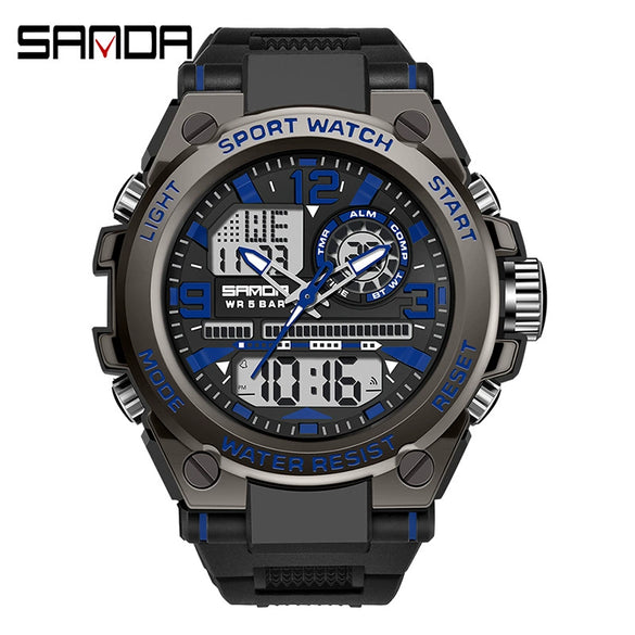 Alarm Clock Multifunctional Waterproof Luminous Electronic Watch Tpu Strap Zinc Alloy Case Round Dial For Boys And Men