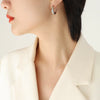 All Match Non Fading Light Luxury Inlaid Zircon C Shaped Titanium Steel Gold Plated Earrings For Women