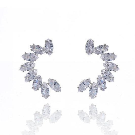 All-matching Jewelry Semicircular Zircon Earrings Daily C-shaped Earrings Wholesale Gooddiy