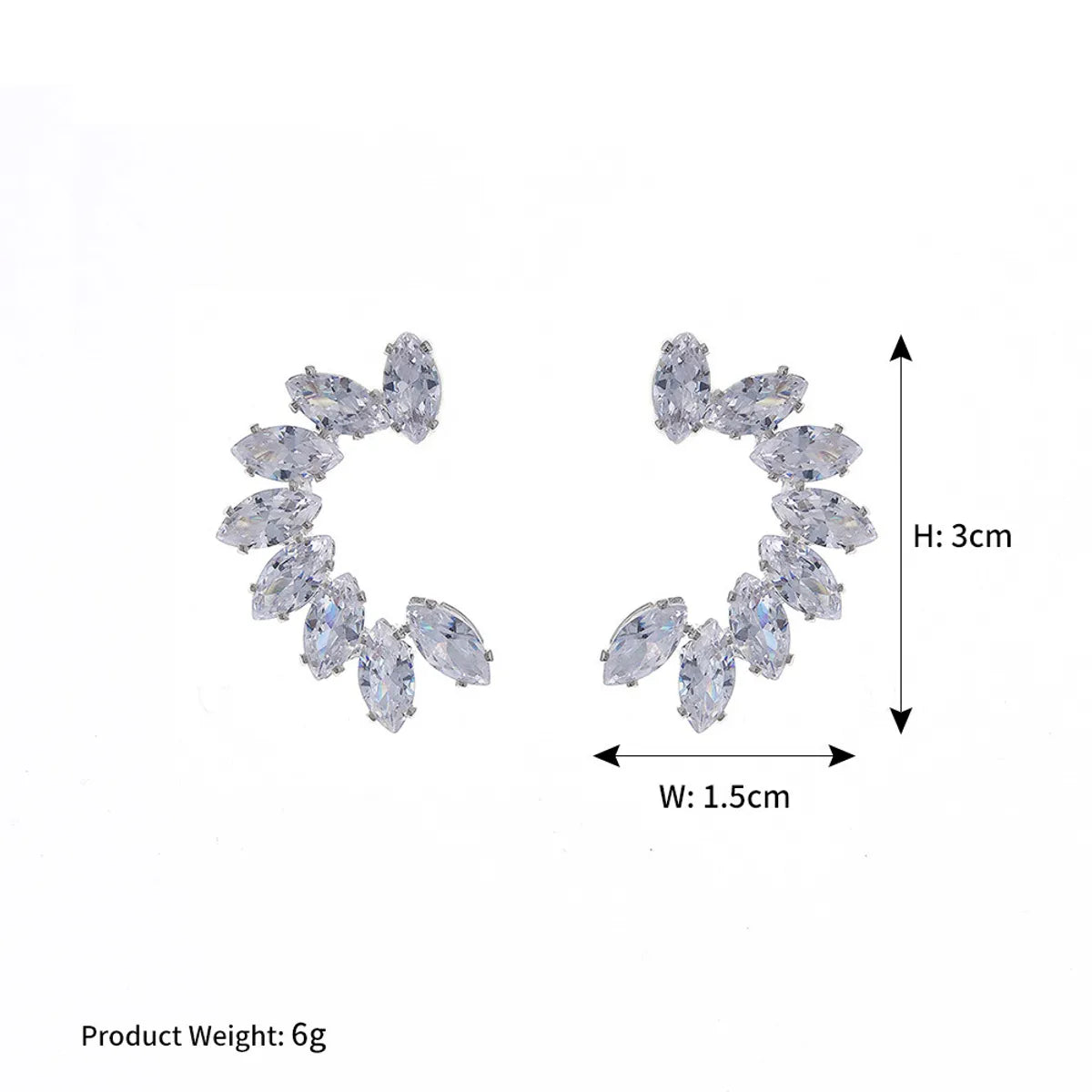 All-matching Jewelry Semicircular Zircon Earrings Daily C-shaped Earrings Wholesale Gooddiy